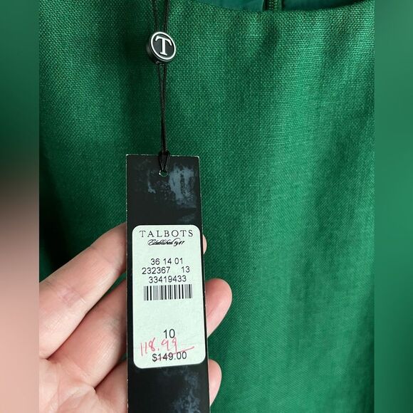 NWT Talbots Irish linen green sheath dress with matching jacket set career chic - Picture 4 of 13